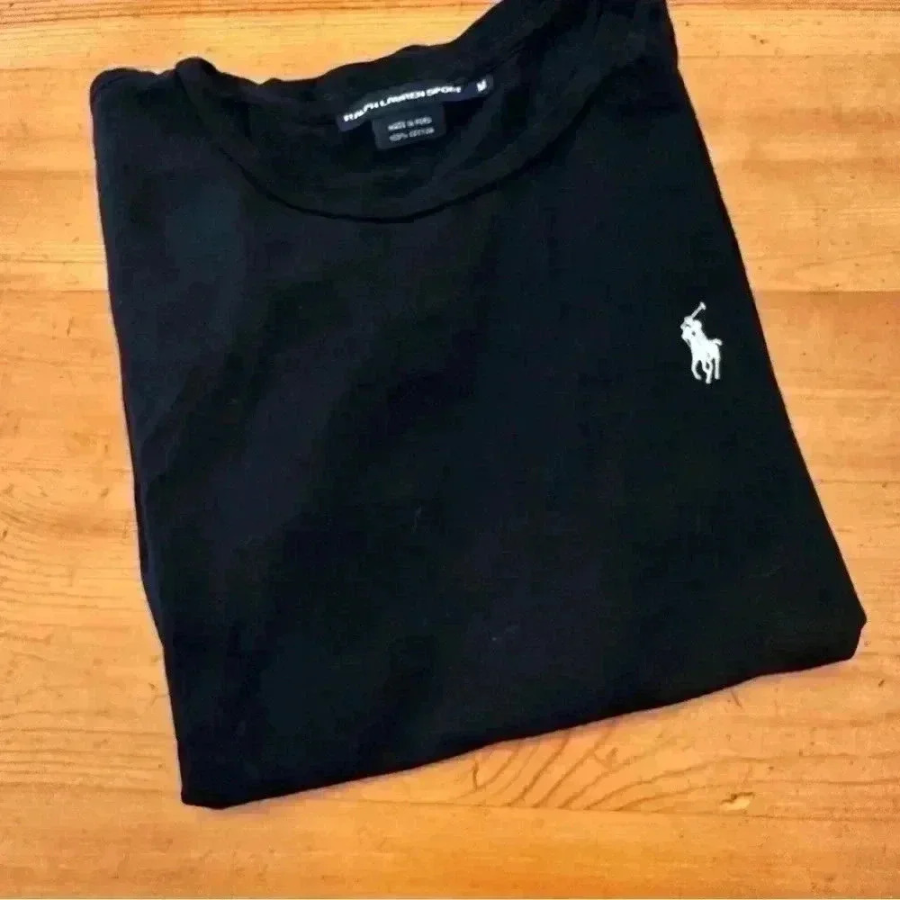 Polo Ralph Lauren Sport T-shirt women M black with white horse logo